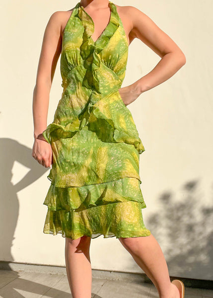 Y2k Citrus Halter Dress (Size 8)