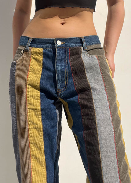 Denim + Corduroy Striped Jeans