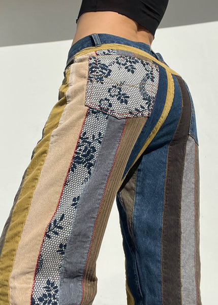 Denim + Corduroy Striped Jeans
