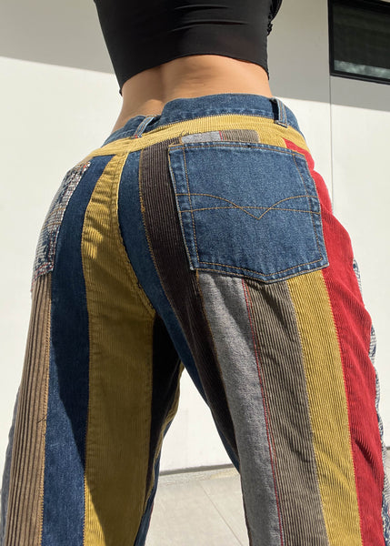 Denim + Corduroy Striped Jeans