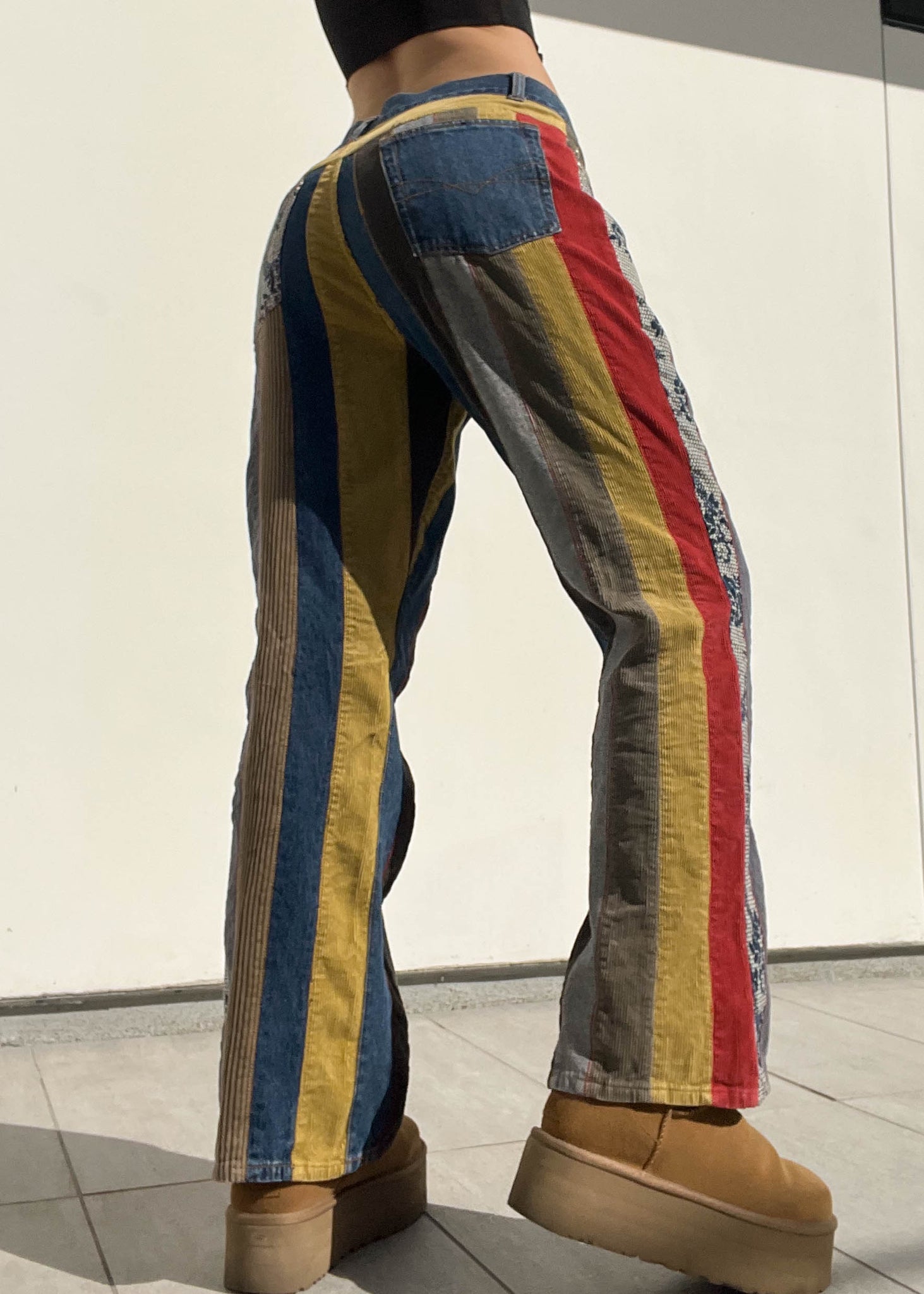 Denim + Corduroy Striped Jeans