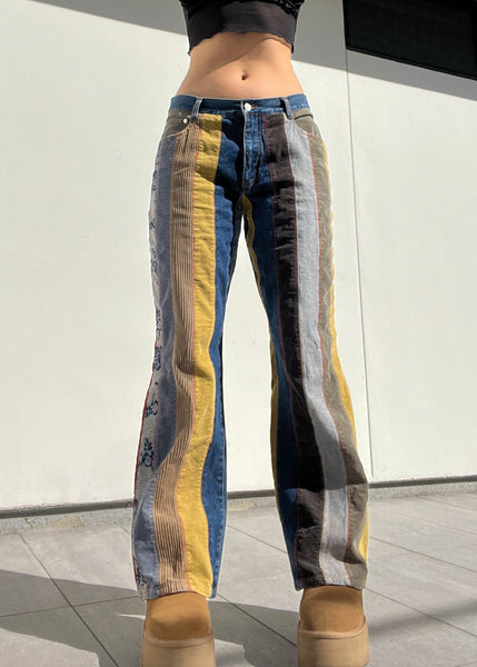 Denim + Corduroy Striped Jeans