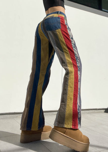 Denim + Corduroy Striped Jeans