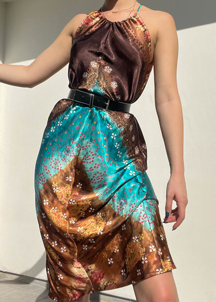 Y2k Print Silky Dress (S)