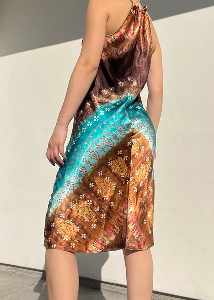 Y2k Print Silky Dress (S)