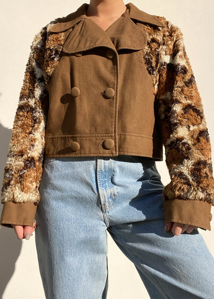 70's Fuzzy and Suede Jacket (M-L)