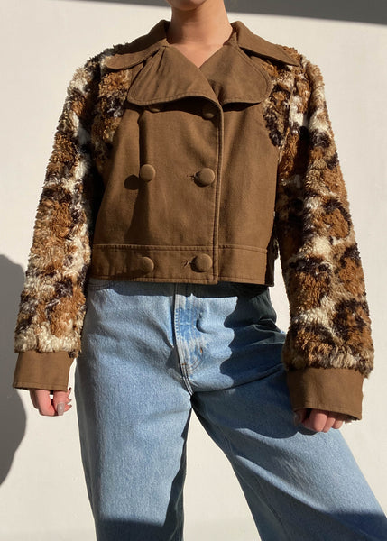 70's Fuzzy and Suede Jacket (M-L)