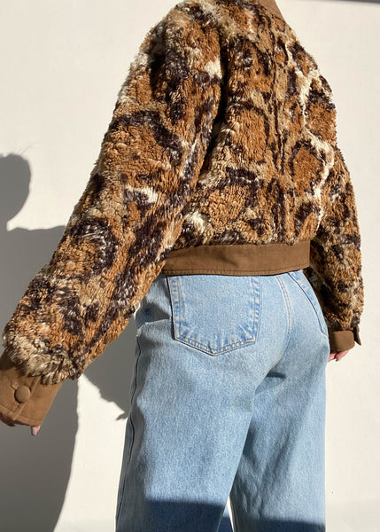 70's Fuzzy and Suede Jacket (M-L)