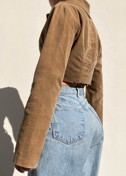 Y2k Brown Corduroy Crop Blazer (S)