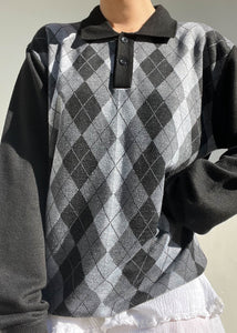 90's Argyle Polo Sweater (L)