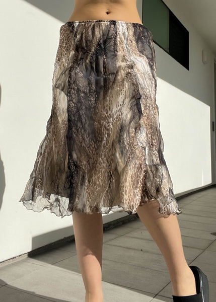 90's Printed Mesh Midi Skirt (S-M)
