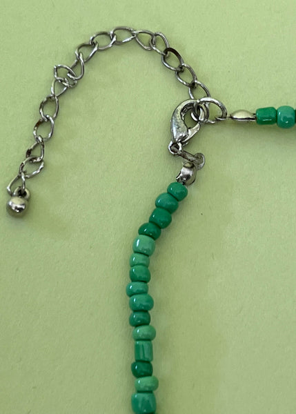 Y2k Green Beaded Charm Necklace